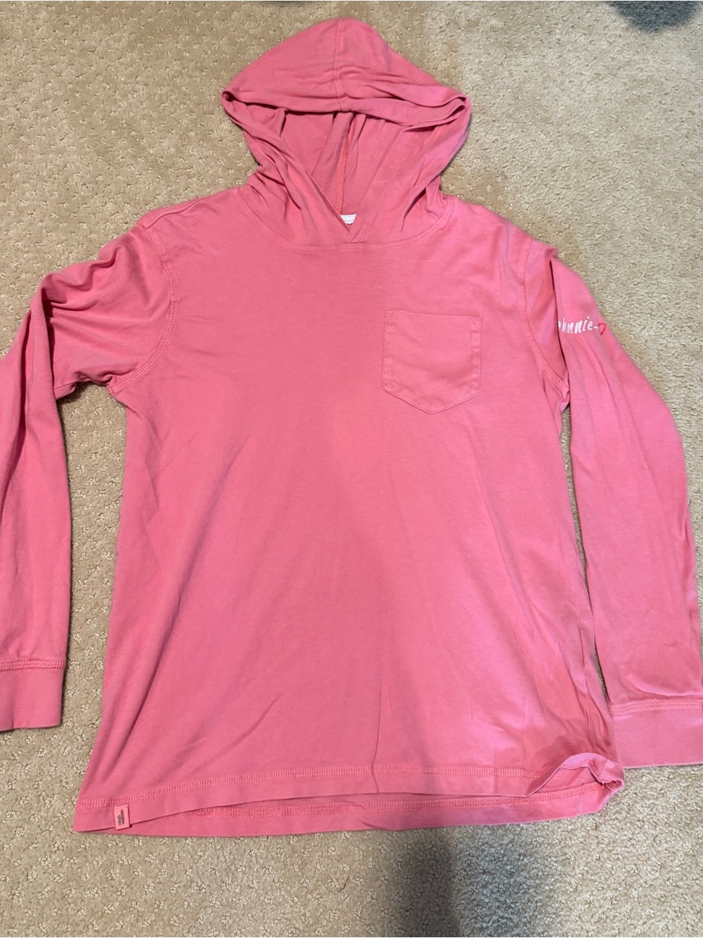 johnnie-O Girls' Pink Hooded Long-Sleeve Tee with Chest Pocket